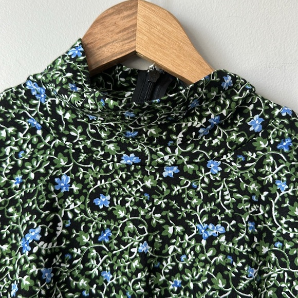 NWT MICHAEL Michael Kors Floral Mock neck Slim Fit Ruched Side Top XL - Picture 4 of 8